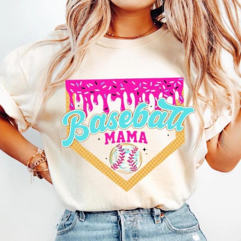 Baseball Mama Ice Cream Drip Basebaall Game Day Retro - Adult & Kids T-Shirts, Sweatshirts & Hoodies apparel design preview 1