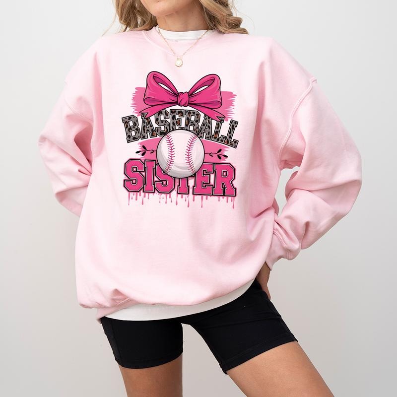 Baseball Sister Drip Girl Coquette Bow - Adult & Kids T-Shirts, Sweatshirts & Hoodies apparel design preview 1