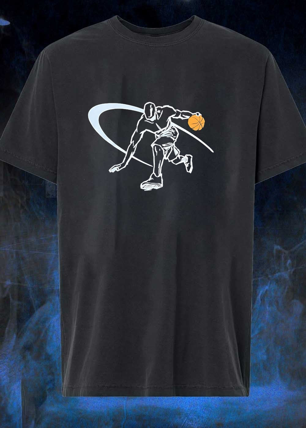 Basketball Player Dribbling Through The Arc Men's - Adult & Kids T-Shirts, Sweatshirts & Hoodies apparel design preview 1