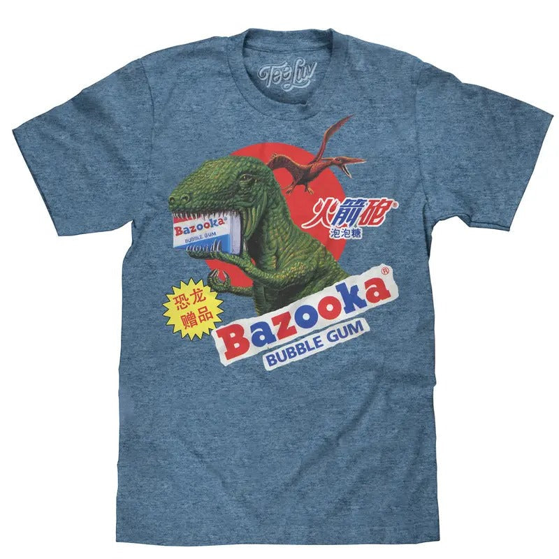 Bazooka Bubble Gum Dinosaur Cabo Blue - Adult & Kids T-Shirts, Sweatshirts & Hoodies apparel design preview 1