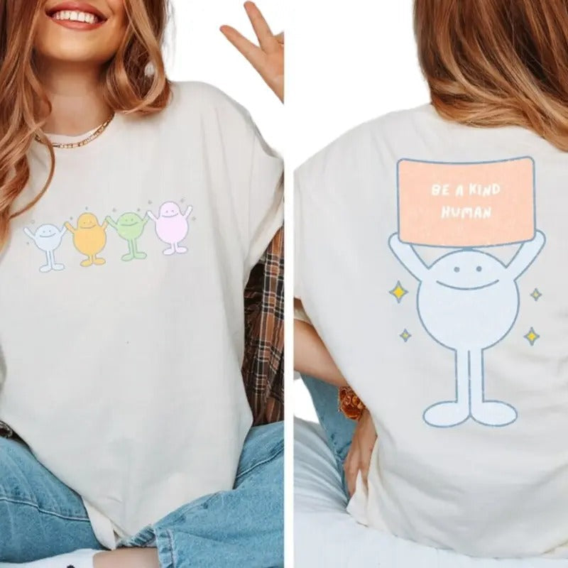 Be Kind Human Humanity Peace Happy Era Compassion - Adult & Kids T-Shirts, Sweatshirts & Hoodies apparel design preview 1