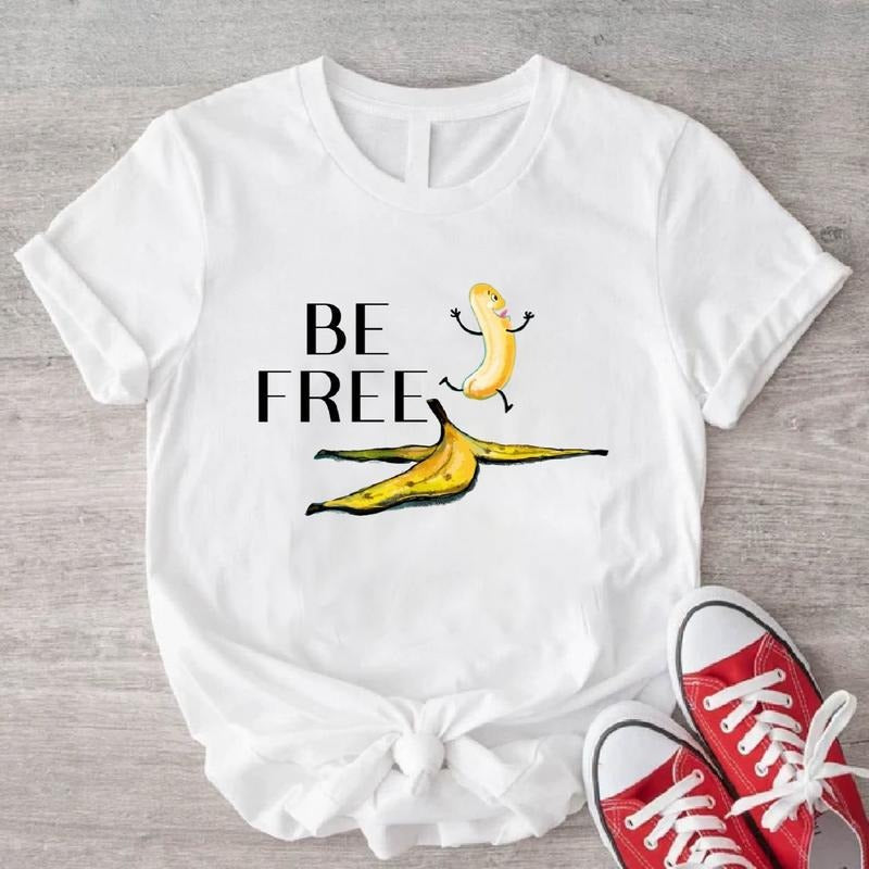 Be Free Banana Funny Lover Undressed Fruits Sarcastic - Adult & Kids T-Shirts, Sweatshirts & Hoodies apparel design preview 1