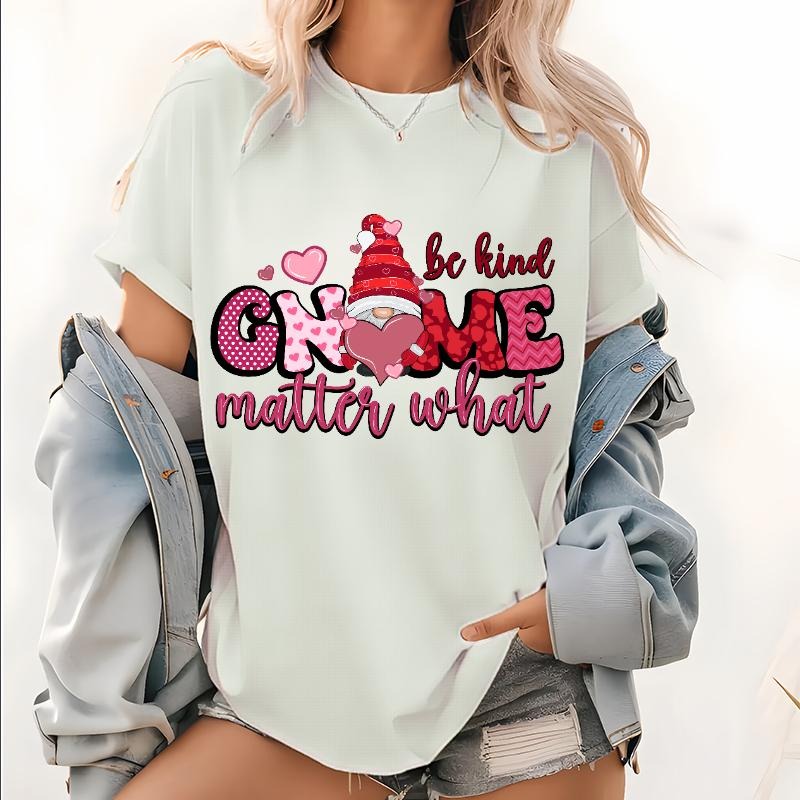Be Kind Gnome Matter What Tops Valentines Pattern - Adult & Kids T-Shirts, Sweatshirts & Hoodies apparel design preview 1