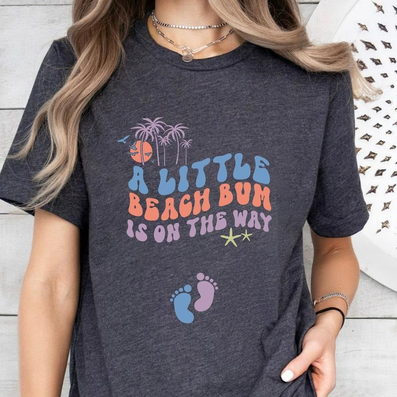 Beach Pregnancy Announcement Summer Gender Reveal - Adult & Kids T-Shirts, Sweatshirts & Hoodies apparel design preview 1