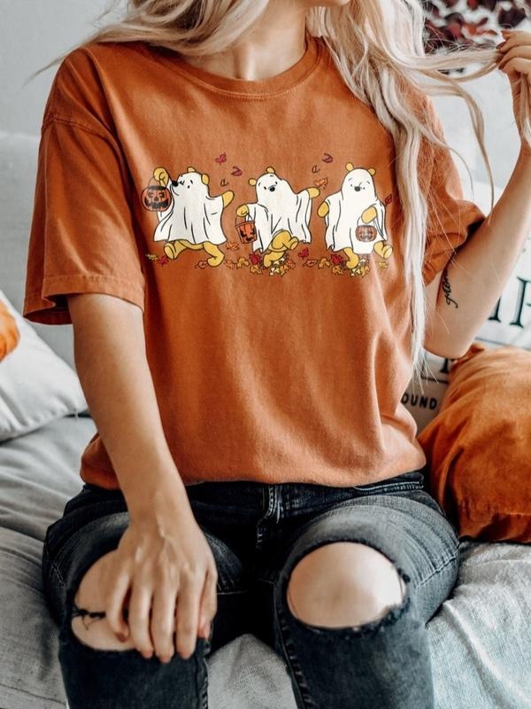 Bear Ghost Halloween Spooky Season Cute Fall - Adult & Kids T-Shirts, Sweatshirts & Hoodies apparel design preview 1