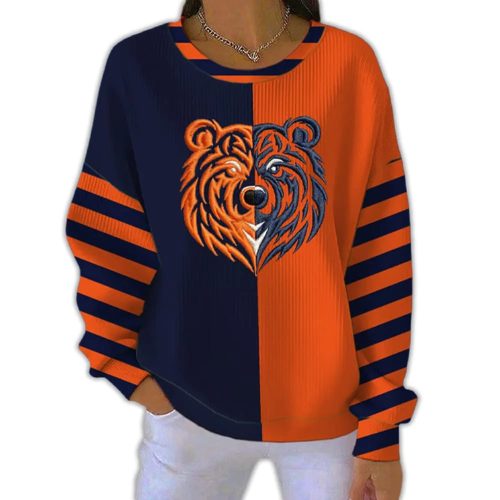 Bears Navy And Orange Pit Striped Sweatshirt 3D Sweater - Gift Idea product image