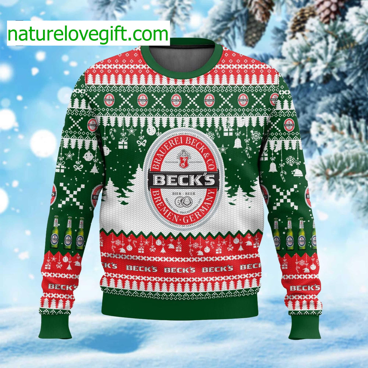 Beck’s German Beer Ugly Christmas Sweater - Holiday Gift product image