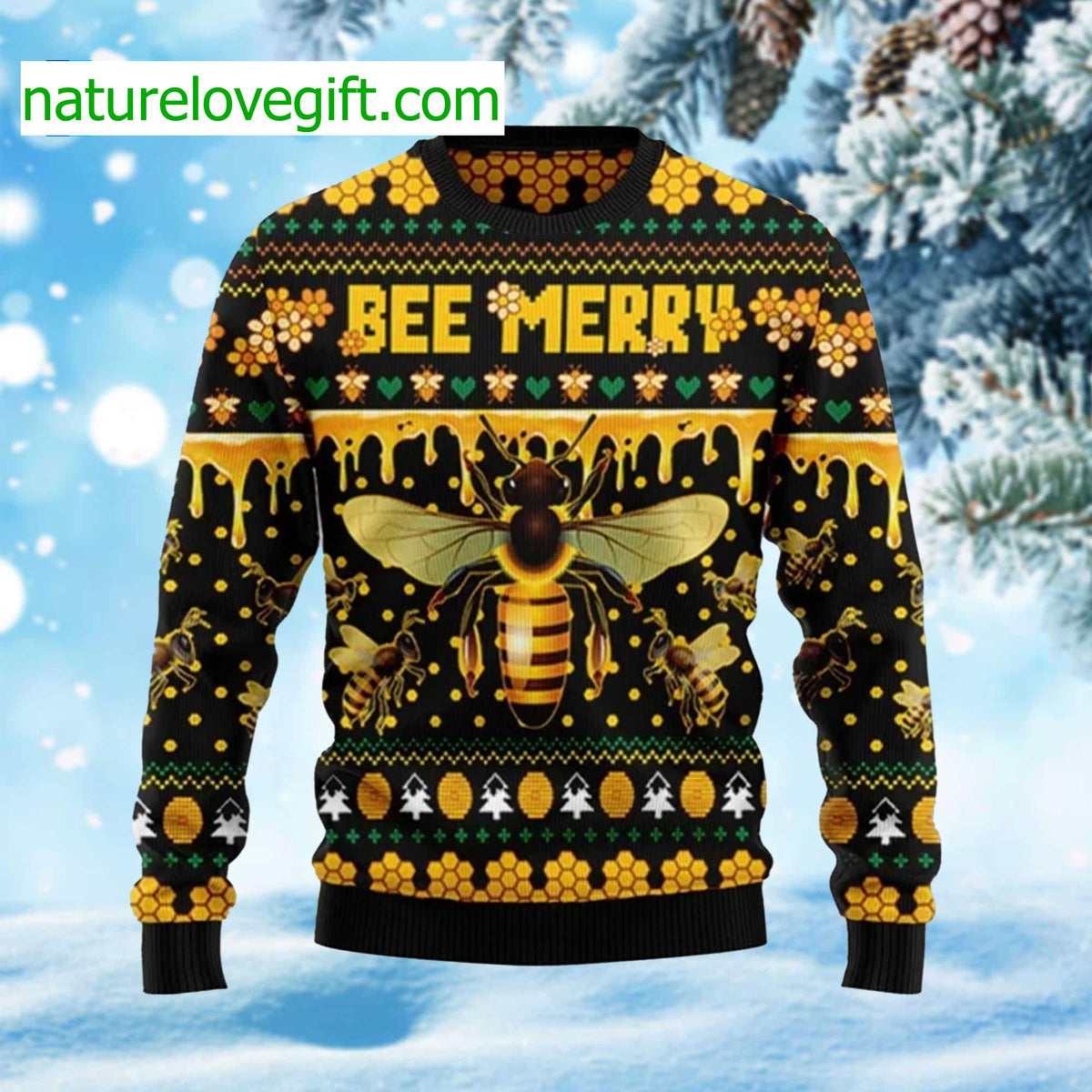 Bee Merry Ugly Christmas Sweater - Holiday Gift product image