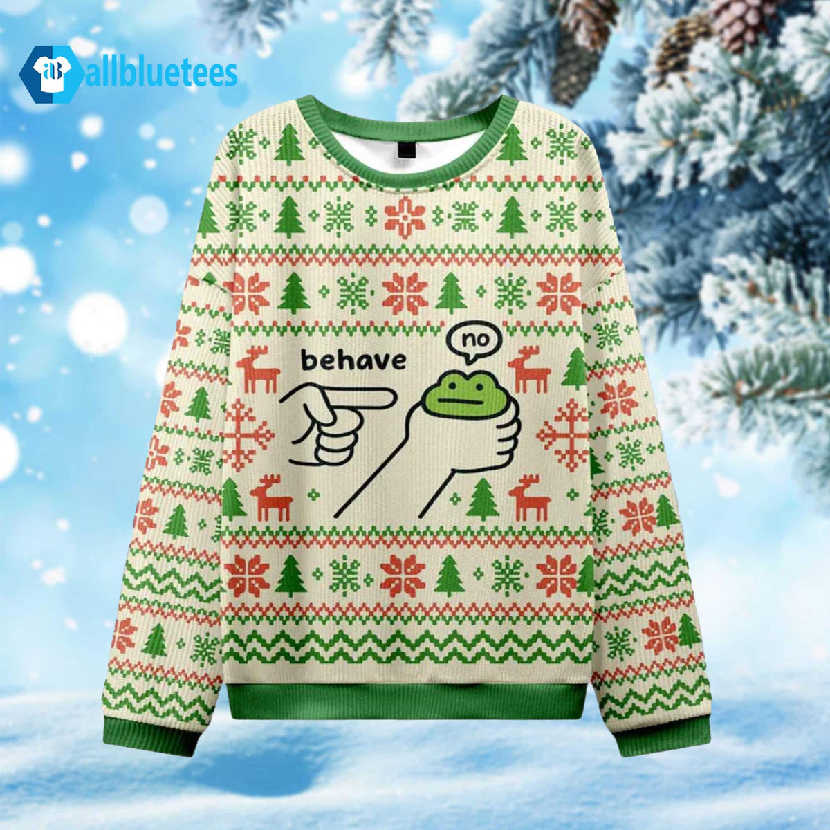 Behave Frog Ugly Christmas Sweater - Holiday Gift product image