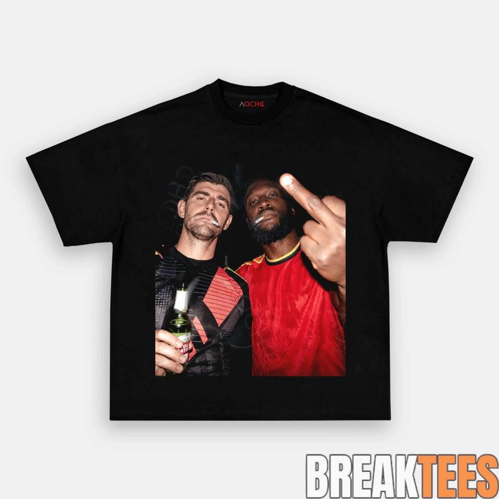 Belgium Football Team Lukaku x Thibaut Courtois Drunk - Adult & Kids T-Shirts, Sweatshirts & Hoodies apparel design preview 1