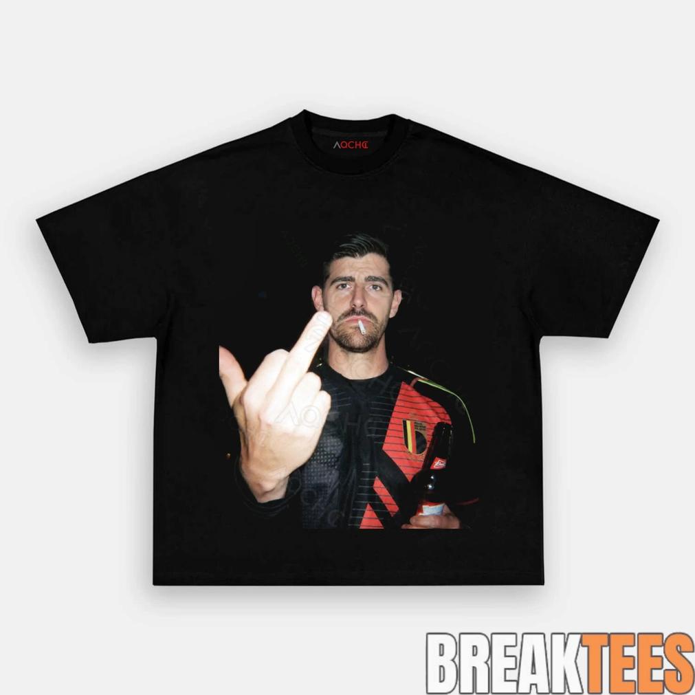 Belgium Football Team Thibaut Courtois Middle Finger - Adult & Kids T-Shirts, Sweatshirts & Hoodies apparel design preview 1