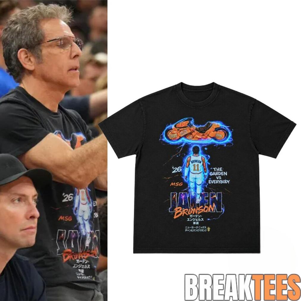 Ben Stiller Knicks Game 5 Jalen Brunson Motorcycle - Adult & Kids T-Shirts, Sweatshirts & Hoodies apparel design preview 1