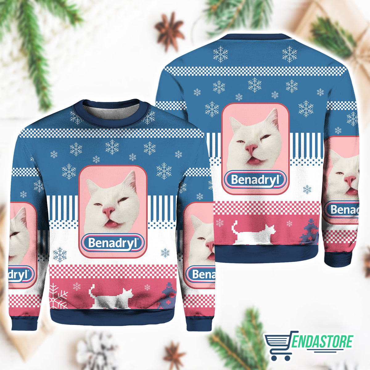 Benadryl Cat 3D Ugly Christmas Sweater - Holiday Gift product image