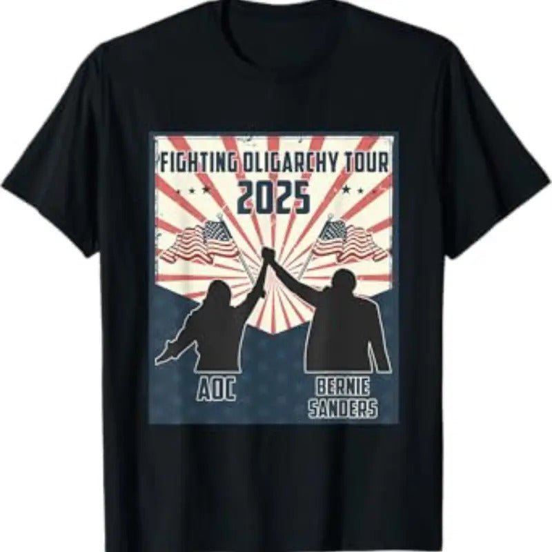 Bernie Sanders AOC Fighting Oligarchy Menswear Cotton - Adult & Kids T-Shirts, Sweatshirts & Hoodies apparel design preview 1