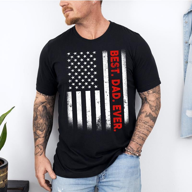 Best Dad Ever USA Flag Patriotic Daddy 4th July New - Adult & Kids T-Shirts, Sweatshirts & Hoodies apparel design preview 1