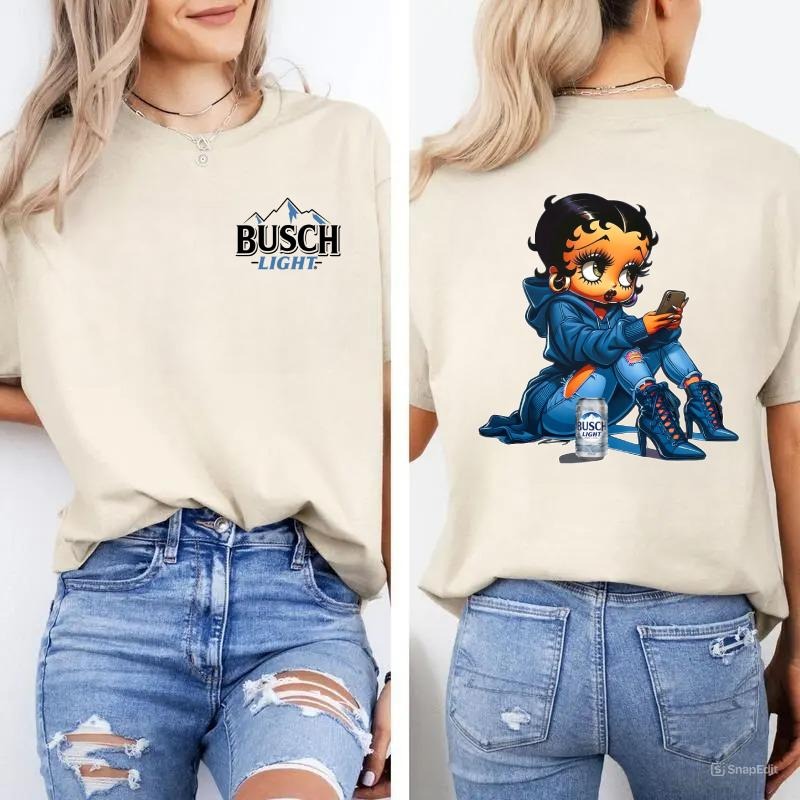 Betty Booop Bussch Light Girl Power Classic Cotton 2 - Adult & Kids T-Shirts, Sweatshirts & Hoodies apparel design preview 1