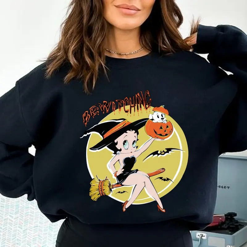 BettyBoop Halloween Party Bewitching - Adult & Kids T-Shirts, Sweatshirts & Hoodies apparel design preview 1