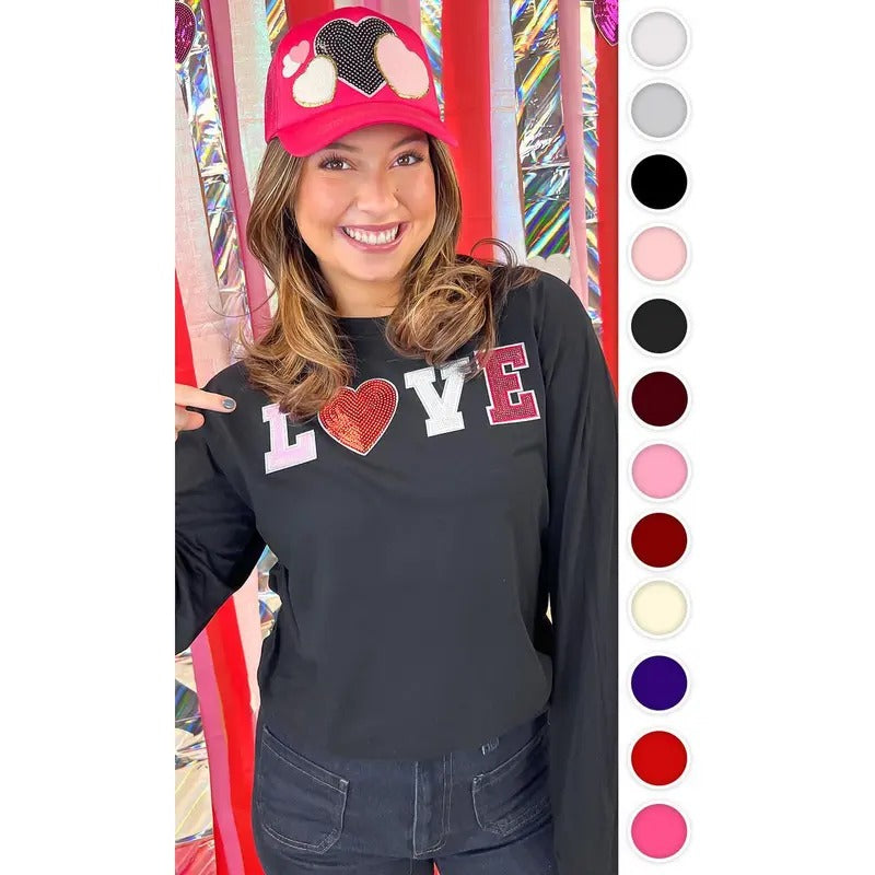 Big Heart Love Sequin Valentine - Adult & Kids T-Shirts, Sweatshirts & Hoodies apparel design preview 1