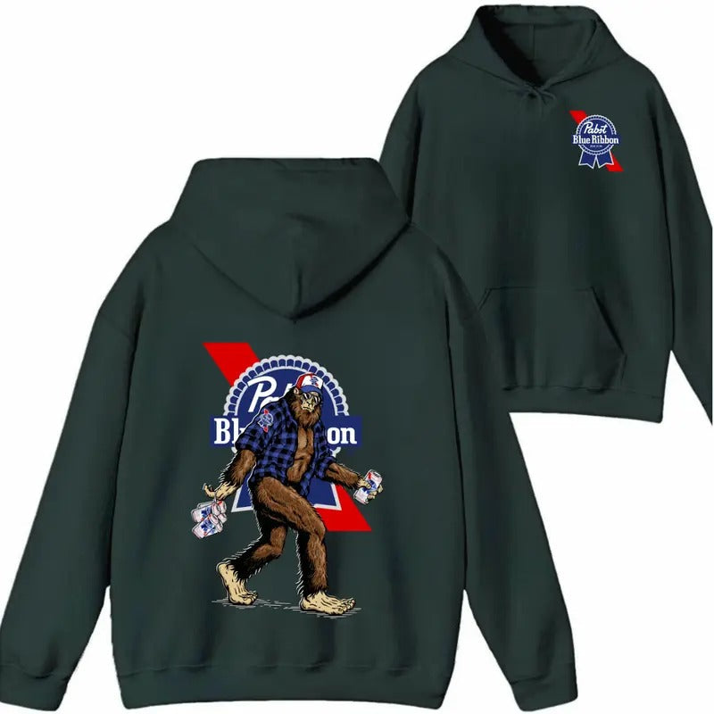 Bigfoot Pabst Blue Ribon 2 Sided Beer Gif Him Printed - Adult & Kids T-Shirts, Sweatshirts & Hoodies apparel design preview 1