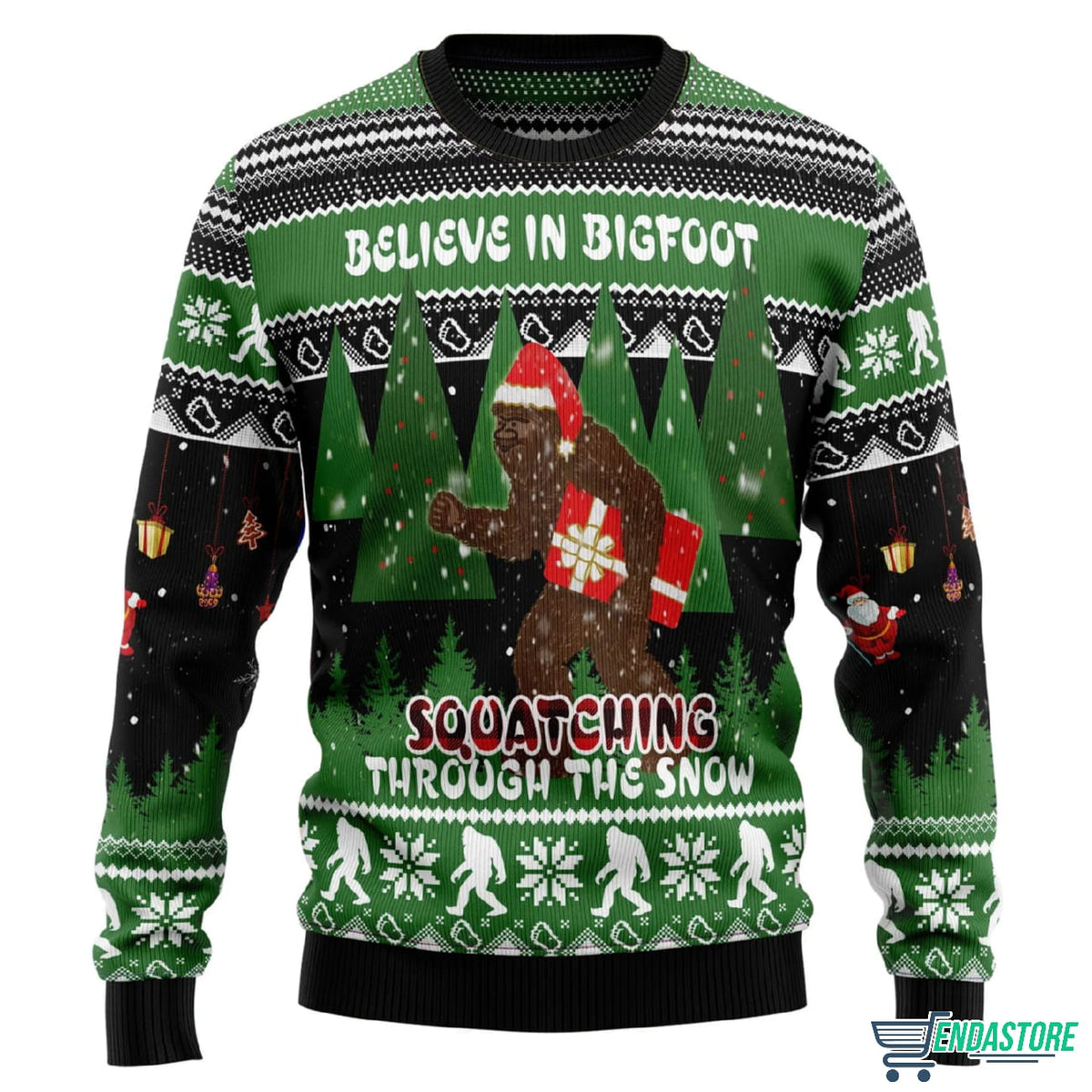 Bigfoot Through Snow 3D Ugly Christmas Sweater - Holiday Gift product image