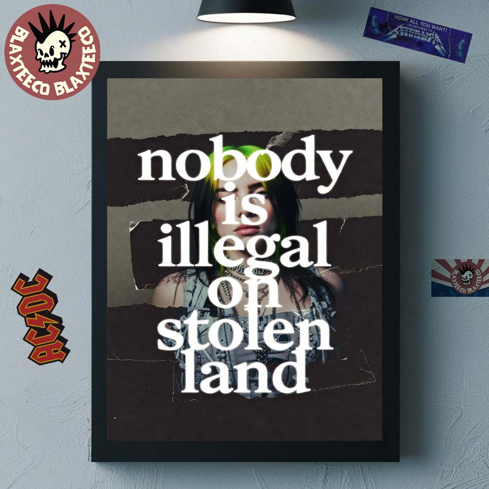 Billie Eilish At Grammys 2026 Nobody Is Illegal On - Adult & Kids T-Shirts, Sweatshirts & Hoodies apparel design preview 1
