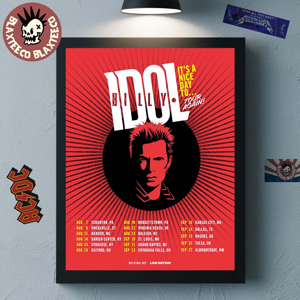 Billy Idol It's A Nice Day To Tour Again 2026 North - Adult & Kids T-Shirts, Sweatshirts & Hoodies apparel design preview 1
