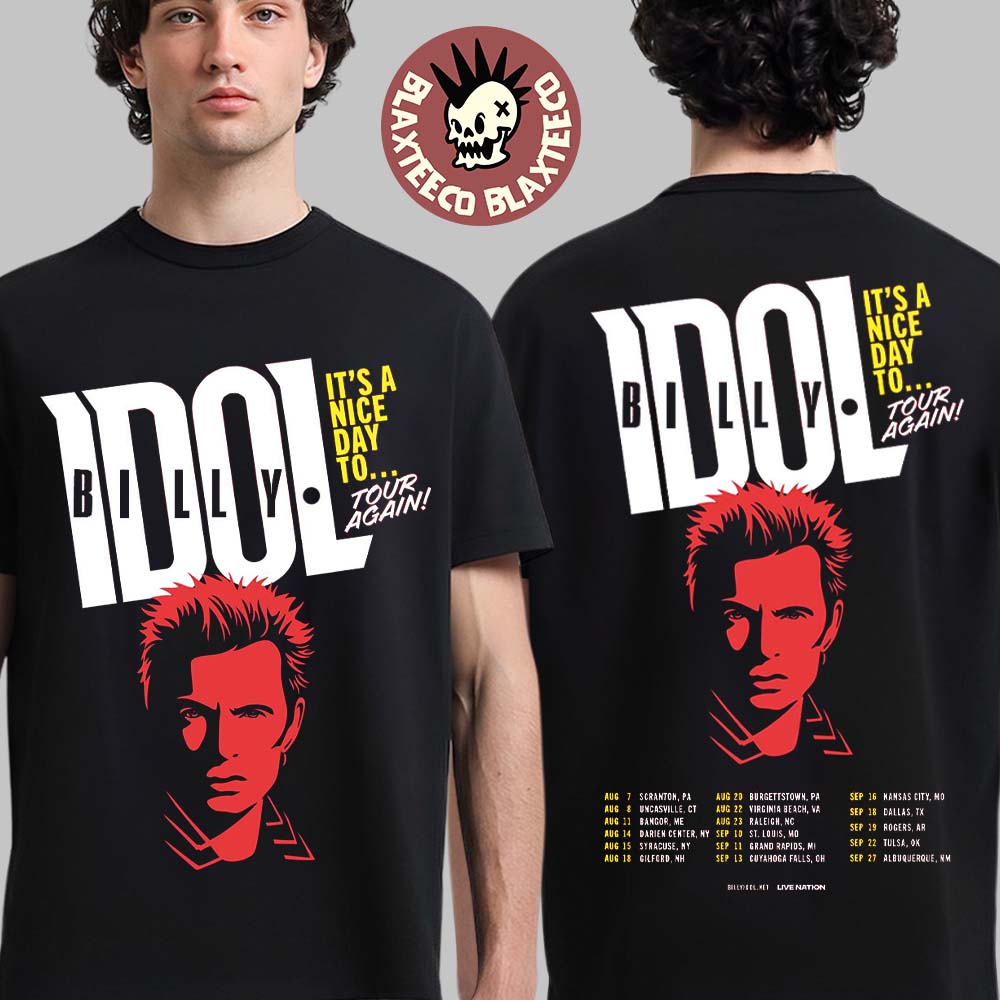 Billy Idol It's A Nice Day To Tour Again 2026 North - Adult & Kids T-Shirts, Sweatshirts & Hoodies apparel design preview 1