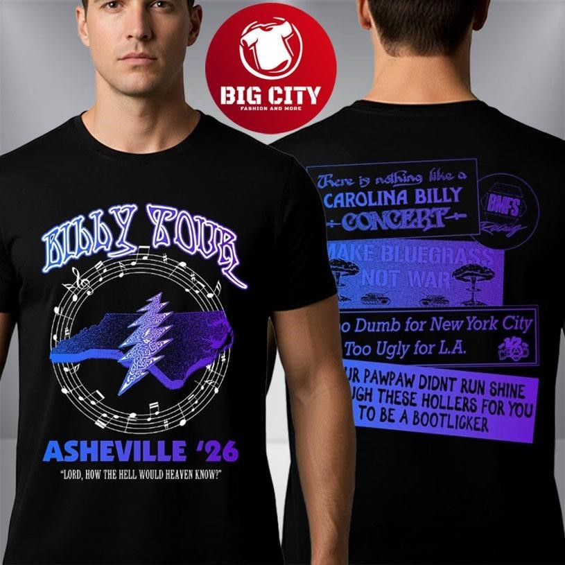 Billy Strings Tour Asheville 26 Venue North Carolina - Adult & Kids T-Shirts, Sweatshirts & Hoodies apparel design preview 1