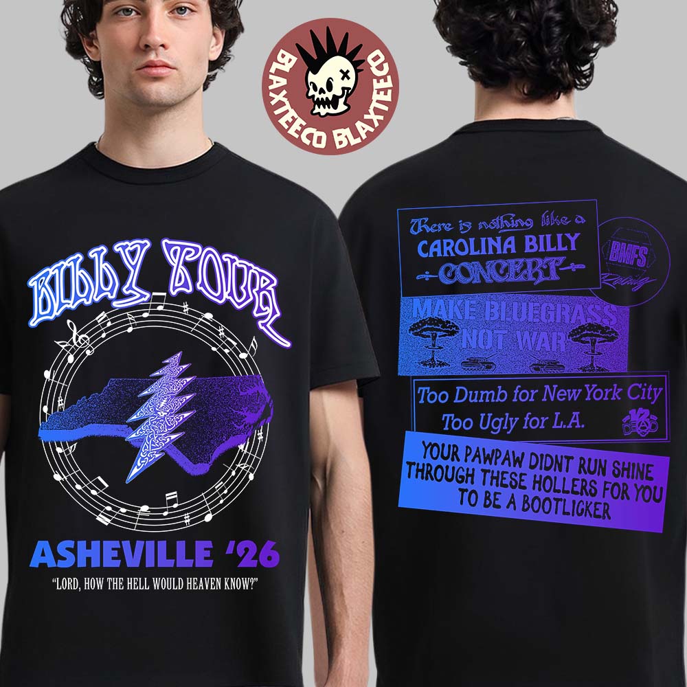 Billy Strings Tour Asheville NC 2026 Venue At - Adult & Kids T-Shirts, Sweatshirts & Hoodies apparel design preview 1