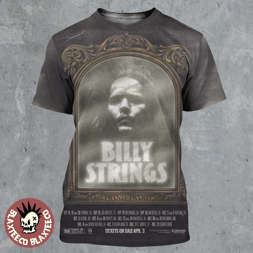 Billy Strings Fall 2026 North America Schedule Dates - Adult & Kids T-Shirts, Sweatshirts & Hoodies apparel design preview 1