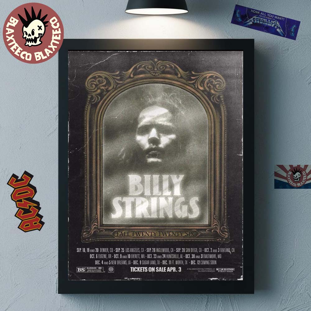 Billy Strings Fall 2026 North America Schedule Dates - Adult & Kids T-Shirts, Sweatshirts & Hoodies apparel design preview 1