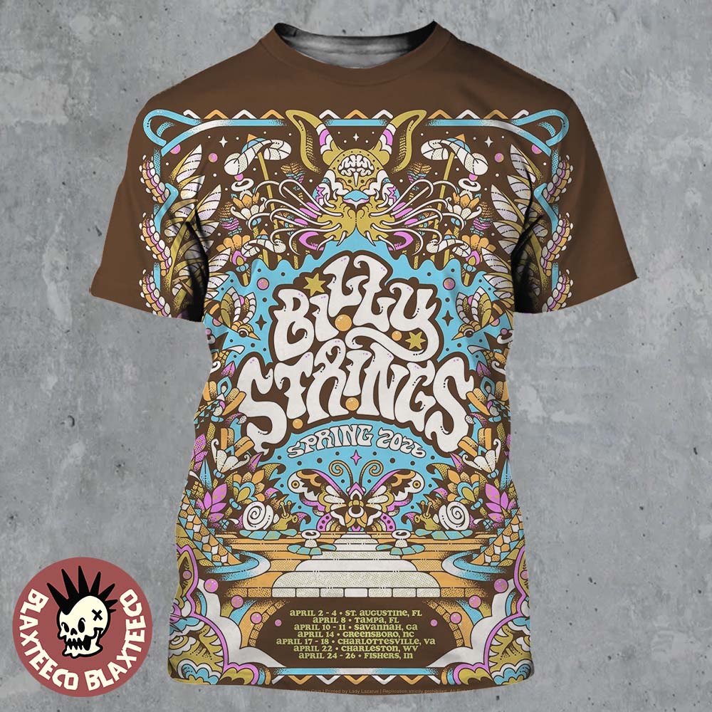Billy Strings Spring 2026 Tour All Dates Poster Art - Adult & Kids T-Shirts, Sweatshirts & Hoodies apparel design preview 1