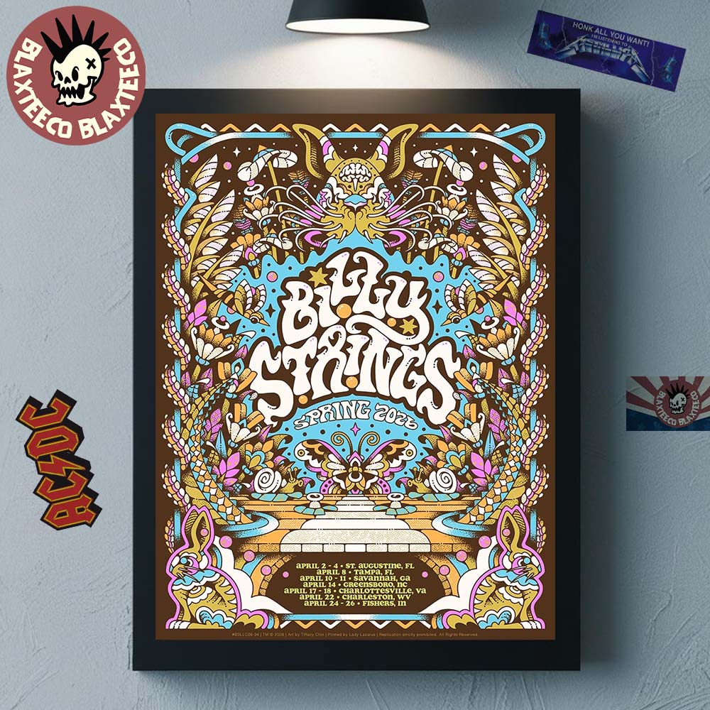 Billy Strings Spring 2026 Tour All Dates Poster Art - Adult & Kids T-Shirts, Sweatshirts & Hoodies apparel design preview 1
