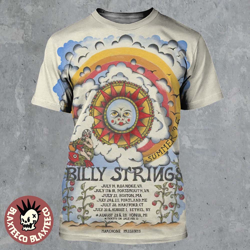 Billy Strings Summer 2026 Tour The Sun Art With - Adult & Kids T-Shirts, Sweatshirts & Hoodies apparel design preview 1