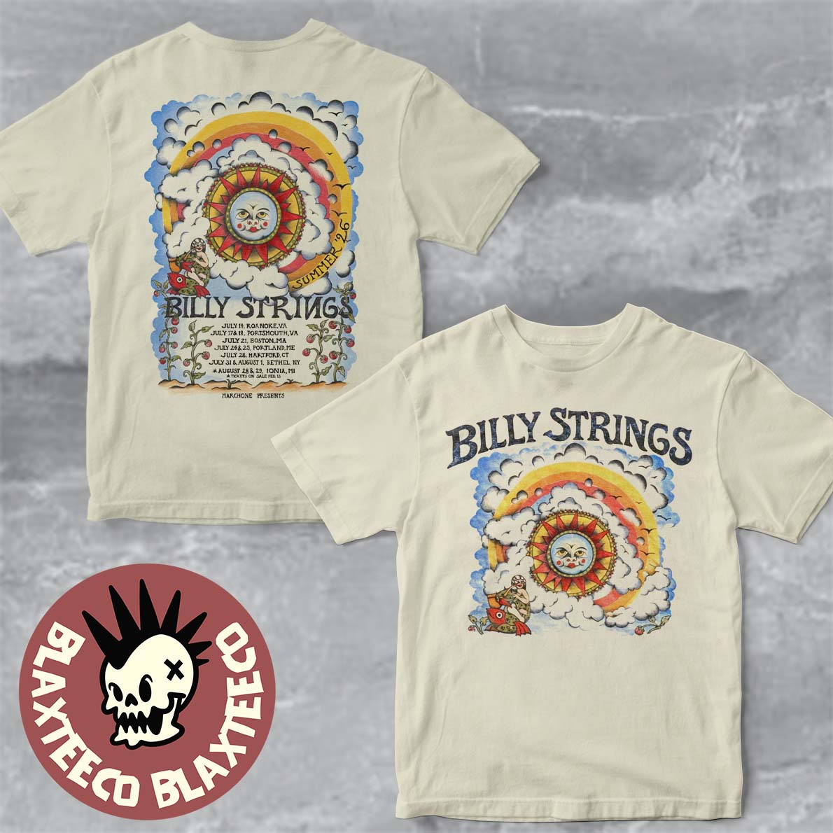Billy Strings Summer 2026 Tour The Sun Art With - Adult & Kids T-Shirts, Sweatshirts & Hoodies apparel design preview 1