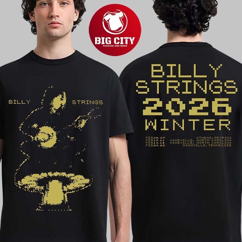 Billy Strings Winter 2026 Tour Merch Banjo Two Sided - Adult & Kids T-Shirts, Sweatshirts & Hoodies apparel design preview 1