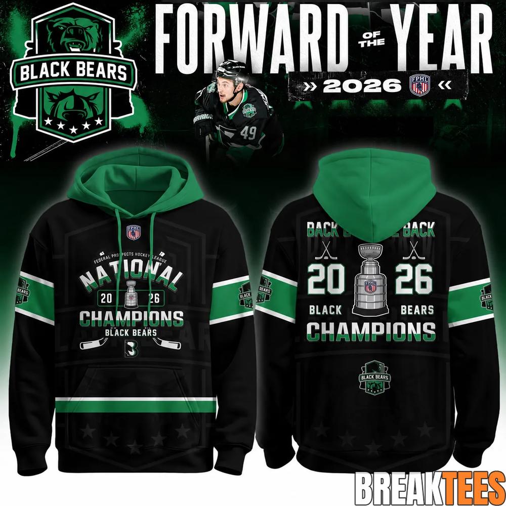 Binghamton Black Bears 2026 FPHL Champions Three-Peat - Adult & Kids T-Shirts, Sweatshirts & Hoodies apparel design preview 1