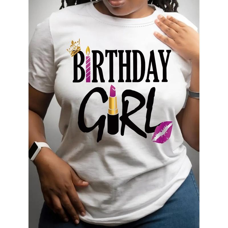 Girl Letter Print Short Sleeve Round Neck Casual Top - Adult & Kids T-Shirts, Sweatshirts & Hoodies apparel design preview 1