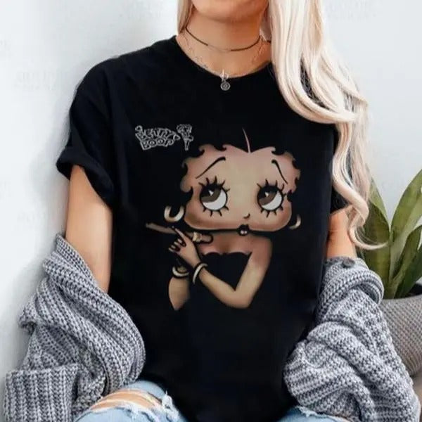 Black Betty Boop Fan Lovers - Adult & Kids T-Shirts, Sweatshirts & Hoodies apparel design preview 1