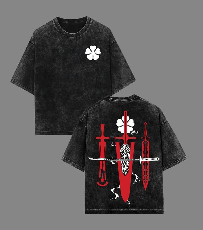 Black Clover 5 Anime Basic Washed Oversize Manga - Adult & Kids T-Shirts, Sweatshirts & Hoodies apparel design preview 1