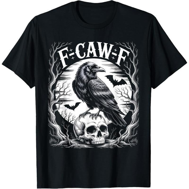 Black Crow F Caw Funny Bird Moon Gothic Humor Cotton - Adult & Kids T-Shirts, Sweatshirts & Hoodies apparel design preview 1