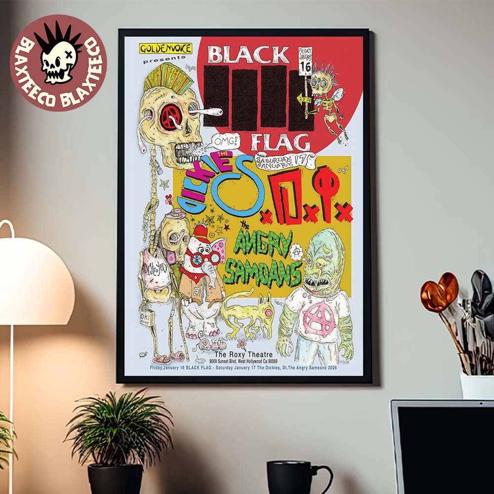 Black Flag West Hollywood California 2026 Two Nights - Adult & Kids T-Shirts, Sweatshirts & Hoodies apparel design preview 1