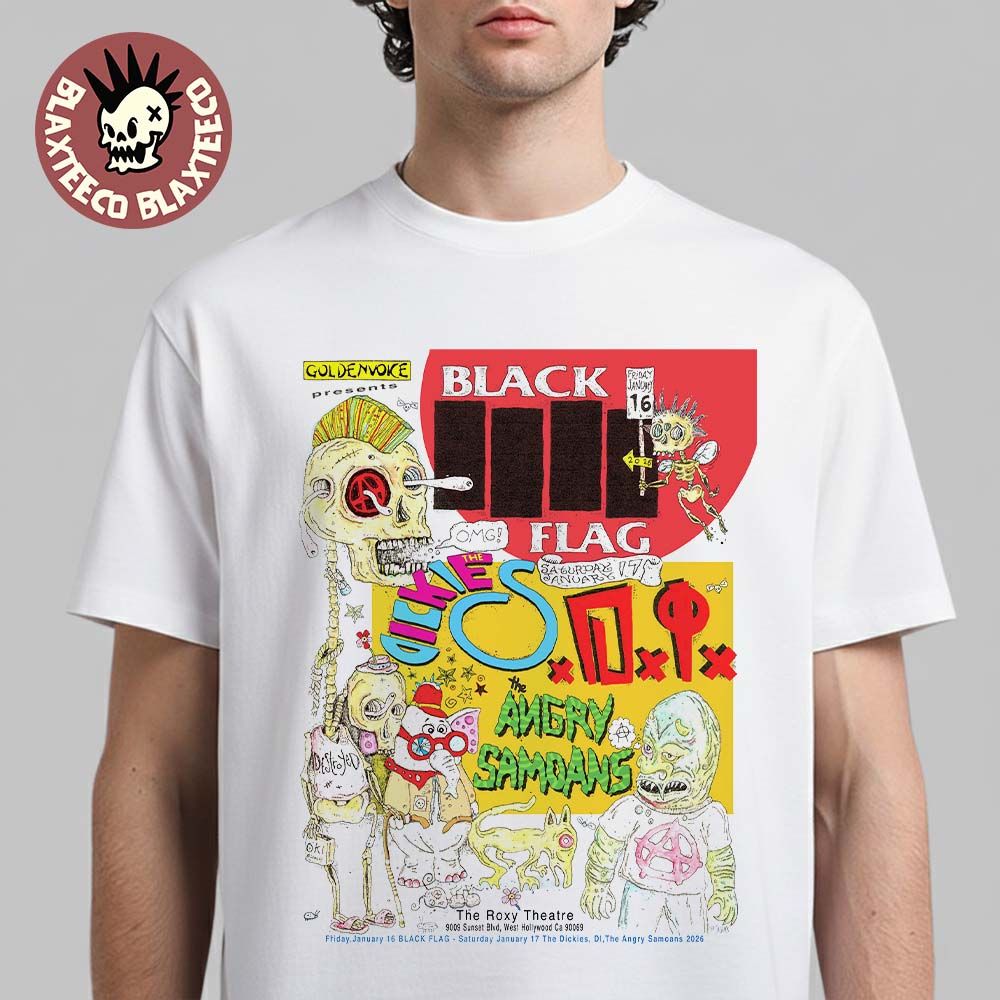 Black Flag West Hollywood California 2026 Two Nights - Adult & Kids T-Shirts, Sweatshirts & Hoodies apparel design preview 1