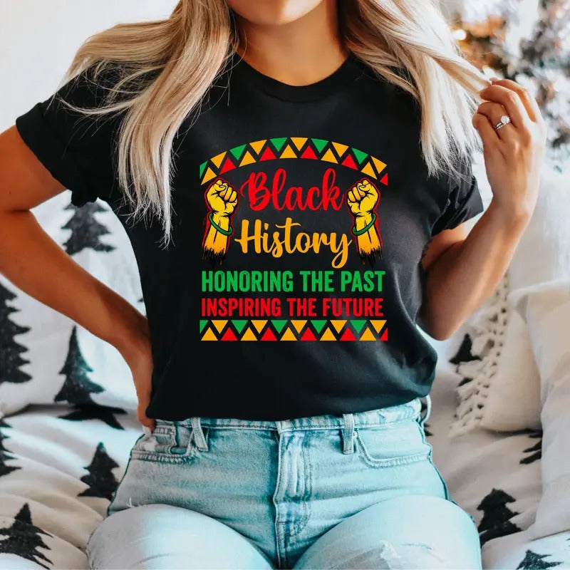 Black History Honor Past Inspiring Future African - Adult & Kids T-Shirts, Sweatshirts & Hoodies apparel design preview 1
