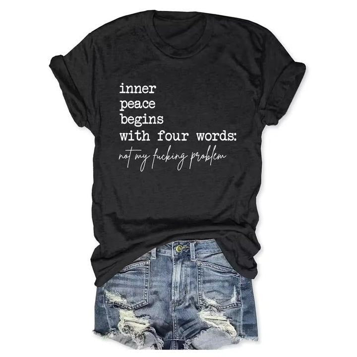 "Black Humor Irony Ironic Phrase 'Inner Peace Begins - Adult & Kids T-Shirts, Sweatshirts & Hoodies apparel design preview 1