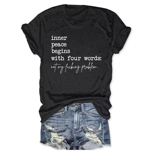 "Black Humor Irony Ironic Phrase 'Inner Peace Begins - Adult & Kids T-Shirts, Sweatshirts & Hoodies apparel design preview 1