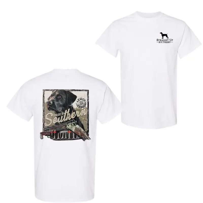 Black Lab Armed Ready Field Retrieving - Adult & Kids T-Shirts, Sweatshirts & Hoodies apparel design preview 1