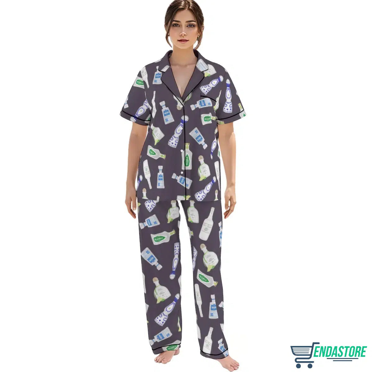 Black Long Tequila Bottles Long Sleeve Pajama Set 3D Sweater - Gift Idea product image 2