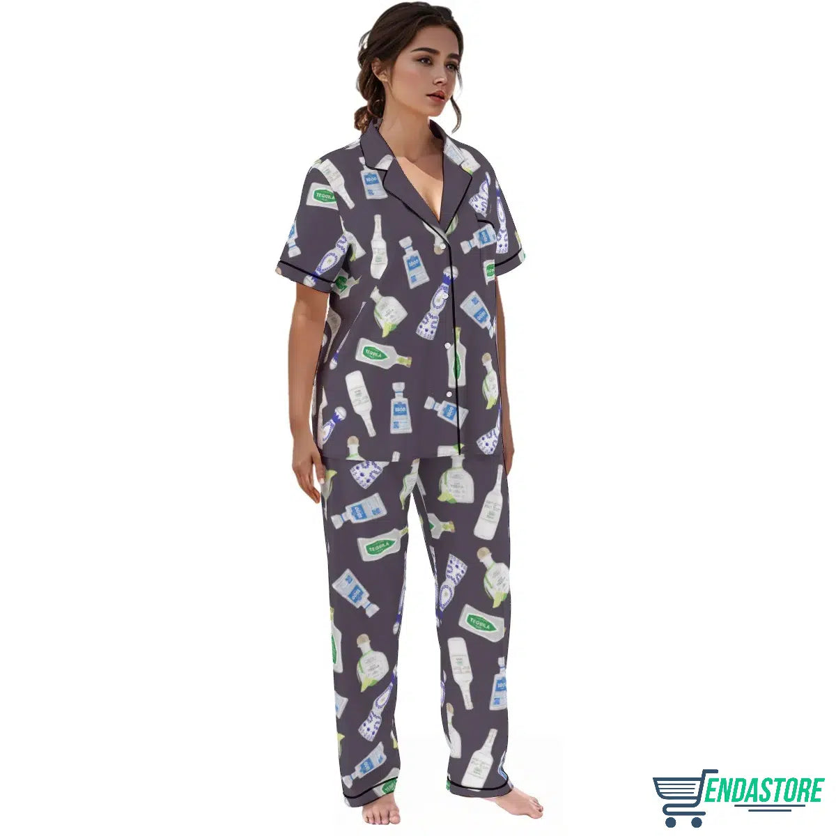 Black Long Tequila Bottles Long Sleeve Pajama Set 3D Sweater - Gift Idea product image 4