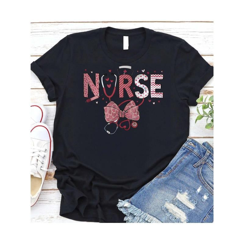 Black Pure Cotton Nurse Themed Minnie Bow - Adult & Kids T-Shirts, Sweatshirts & Hoodies apparel design preview 1